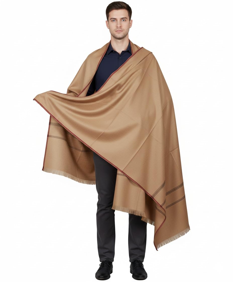 v vrinde Vrinde Beige Wool Solid Men's Shawl KA-SWL-01-picture-32