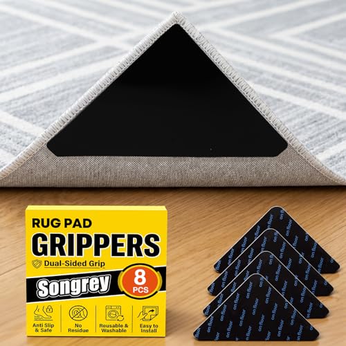 Songrey Rug Corner Grippers (8PCS) Non-Slip Carpet Tape