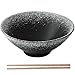 Produktbild HDmirrorR Japanischer Ramen Schüssel aus Keramik, Großer Suppenschüssel mit Essstäbchen, Vintige Ramen Schale Porzellan Nuddelschale 8 Zoll, Persönlichkeit Ramen Schalen für Müsli, Nudeln, Vorspeise