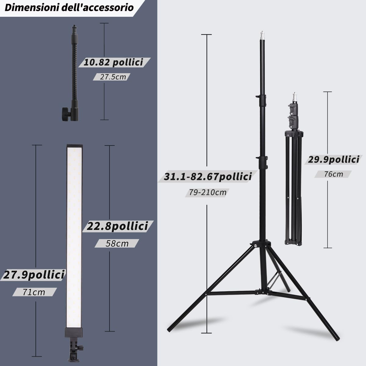 Kit di Illuminazione LED da Studio Fotografico con Supporto e Borsa Tubo Morbido per Bellezza, Sopracciglia, Tatuaggio, Trucco, Odontoiatria, Ciglia, Ritratto, Luce per Fotografia Di Prodotto