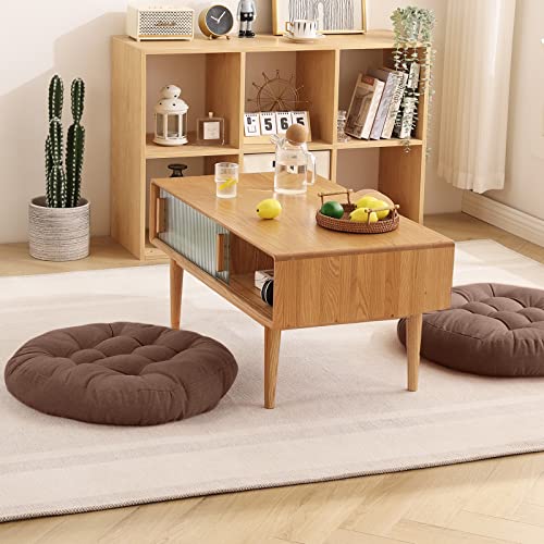 Tiita Round Thicken Cushion Solid Seat Cushion Floor Seat Pillows Meditation Pillow For Seating On Floor Windows Pad For Yoga Living Room Sofa Balcony Indoor Outdoor, Cotton Linen-Brown #TOP3