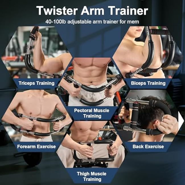 Saker Twister Arm Trainer for Men - 80-110lb Adjustable Chest Workout Equipment, Arm Trainer for Men, Twister Arm Strengthen Chest, Portable Forearm Strengthener, Detachable Design Fitness