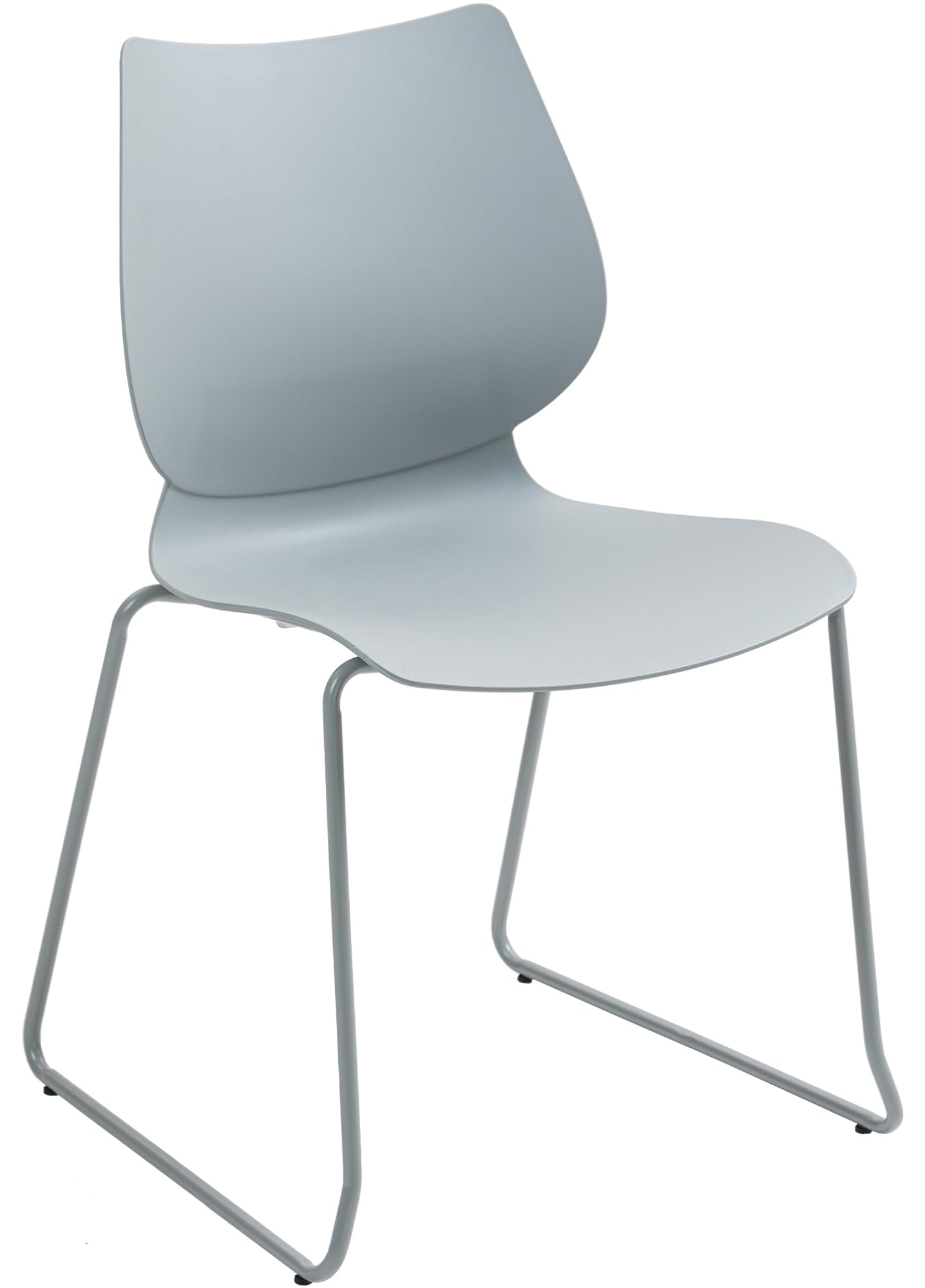 CLP Stapelstühle 2er Set Houma, platzsparender Stuhl, stapelbar, mit Rückenlehne, Sitzschale aus Kunststoff, stabiles Metallgestell, Farbe:grau