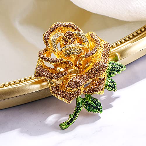 Image of BriLove Women's Austrian Crystal Rhinestones Rose Flower Brooch Pin for Party Prom