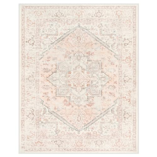 LIVEBOX Pink 10x14 Area Rug, Extra Large Vintage Area Rugs