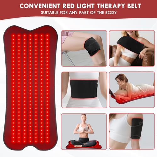 Rote Licht Matte für den Körper mit 210 LEDs, 80 x 35 cm große Rote Licht Matte, 660nm & 850nm rotem & nahinfrarotem Licht, 5 Helligkeitsstufen und 5 Zeiteinstellungen für Beine, Rücken, Taille, Schul