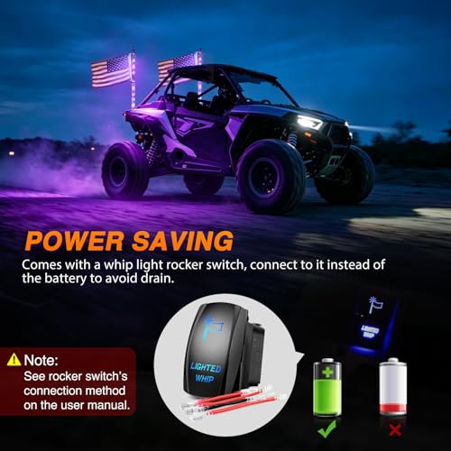 Image of Nilight LED Whip Light 2PC 3FT Spiral RGB Antenna Whips with Spring Base, App /Remote Control DIY Chasing Patterns Brake & Reverse Turn Signal Lights for Side by Side ATV UTV RZR Can-Am Buggy Jeep