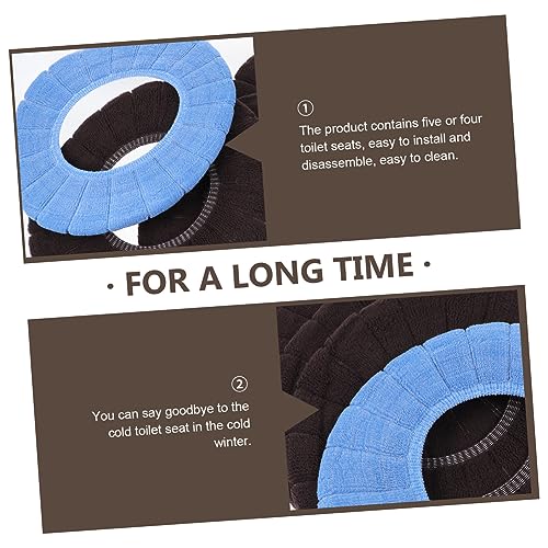 Washable Knitted Toilet Seat Cushions 4-Pack Thickened Soft Breathable Toilet Seat Pads for Home Bathroom Comfort 12.59X11.81X0.78In by Healifty - Image 2