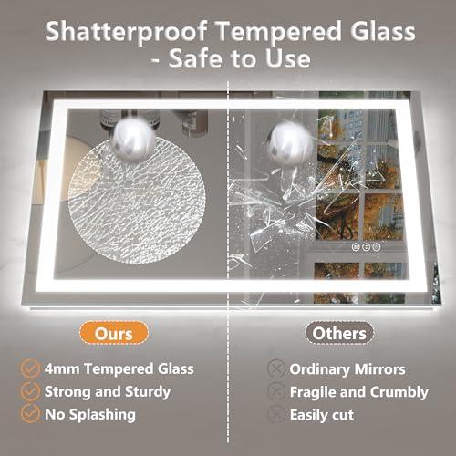 Image of 40x32 Inch LED Lighted Bathroom Vanity Mirror for Wall