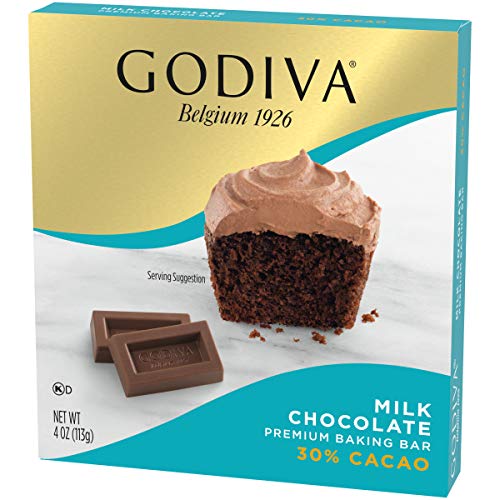 GODIVA Milk Chocolate Premium Baking Bar (4 oz Box. Pack of 12)