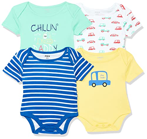Image of Max Baby boys Printed Bodysuit- Pack of 4