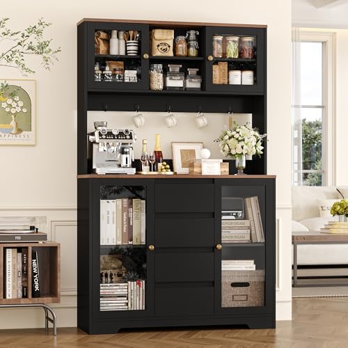 HIFIT 71" Tall Kitchen Pantry Cabinet, Kitchen Hutch Coffee Bar