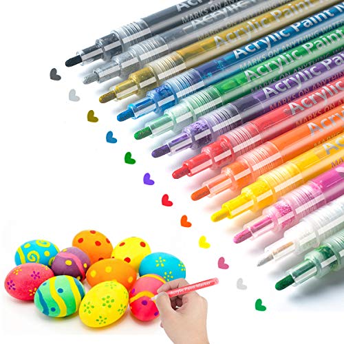 JR.WHITE Acrylic Paint Markers Pens Set of 12 Colors: Great for Kids Adults