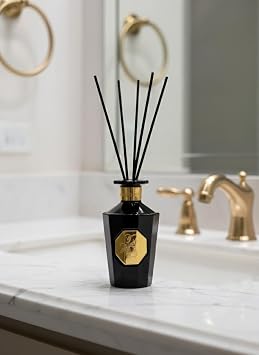 VANGIE Luxury Reed Diffuser for Home Black Forest Fragrance | Warm Woody Home Scent | Elegant Glass Bottle with Rattan Reeds | Long-Lasting Home Fragrance | Decorative Gift for Living Room Bedroom