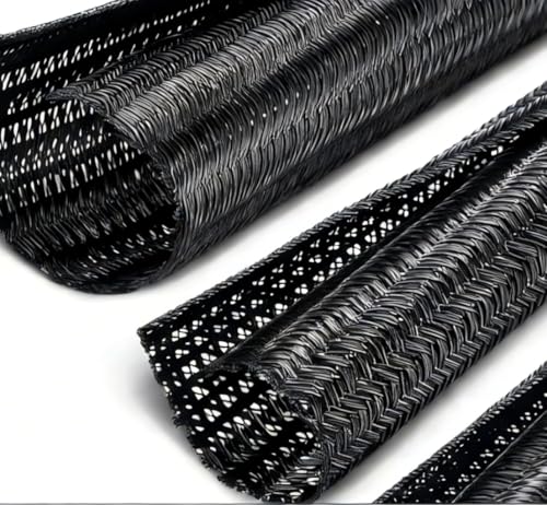 Image of Self Wrapping Cable Sleeve 13mm x 3m, Expandable Braided Wire Loom Tubing, Flame Retardant Split Cable Management Sleeve for Computer, Home, Office, Automotive Wiring (Black)