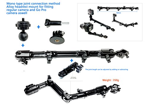 Mono Type One Pole Fixed Full Frame Metal Long Legnth Joints Structure Head Rest Mount For Regular Camera And Go Pro Camera As Well Camera Mount And Go Pro Mount #TOP2