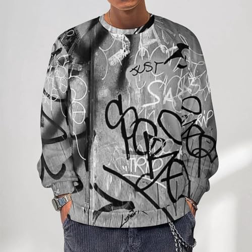 Men's Hip Hop Sweatshirt Graffiti Print Pullover Street Tops2