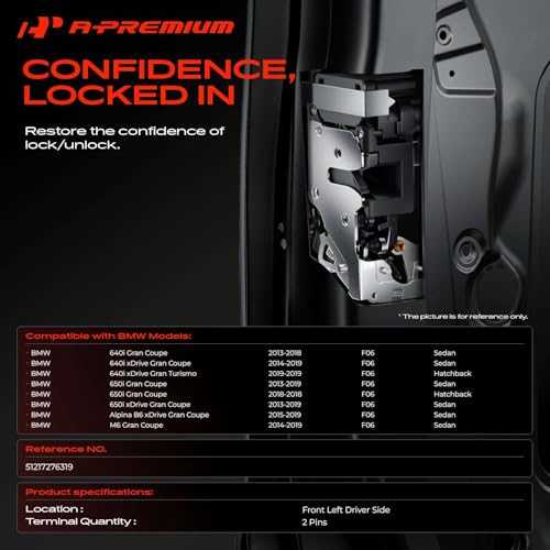 Image of A-Premium Front Left Driver Side Door Lock Actuator Compatible with BMW 650i xDrive Gran Coupe, 640i xDrive Gran Coupe, M6 Gran Coupe, 640i xDrive Gran Turismo, Alpina B6 xDrive Gran Coupe