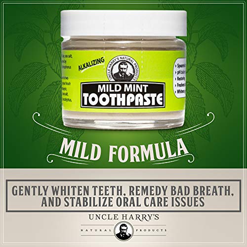 Uncle Harry's Mild Mint Remineralizing Toothpaste | Natural Whitening Toothpaste Freshens Breath & Promotes Enamel | Vegan Fluoride Free Toothpaste #TOP1