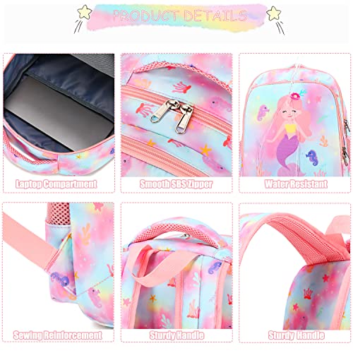 Girls Backpacks Mermaid Backpack With Lunch Bag Pencil Box Kids Preschool Backpack Girls Kindergarten Bookbag Set #TOP4