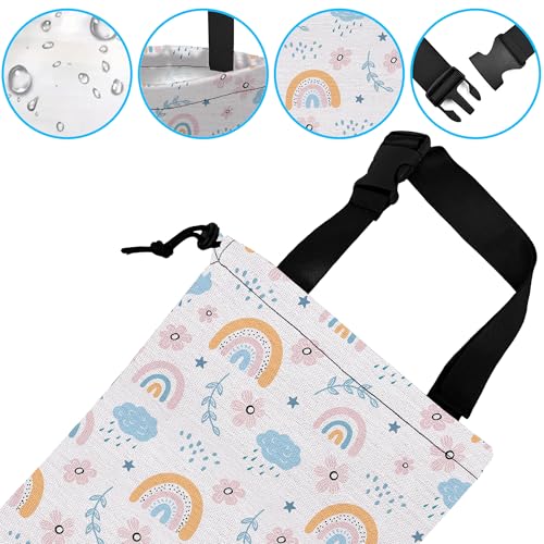Image of Car Trash Bag Hanging Cloud Rainbow Flower Car Trash Can Waterproof Garbage Bag Hanging for Car Back Seat