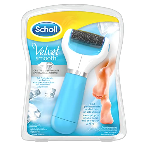 Scholl Velvet Smooth, Roll Professionale per Pedicure con Cristalli di Diamante, Lima Elettrica per Pelle Secca e Talloni Screpolati, Testina Intercambiabile ad Azione Esfoliante per Piedi Morbidi