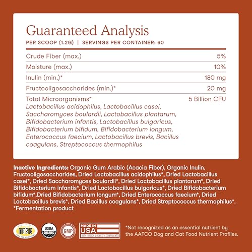 Fera Pets Organic Probiotics for Dogs & Cats - Cat & Dog Probiotic Supplement with 12 Strains & Prebiotics for Your Pet’s Digestion - 60 Scoops - Image 6