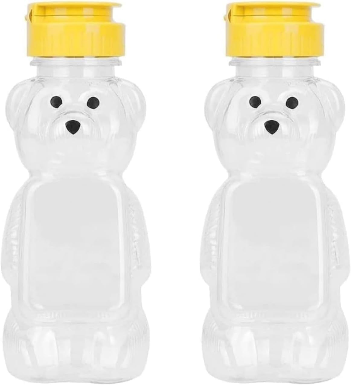 Zhhuoc 2Pcs Yellow 8 Oz Plastic Bear Honey Bottle Jars, Empty Honey Squeeze Bottle with Flip-top Lid for Storing and Dispensing, Flap Caps for Storing Garlic