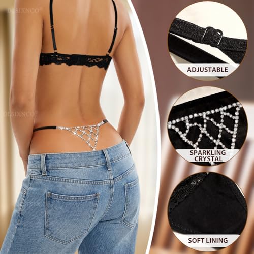 Image of Chain Thong Underwear for Women, Adjustable Rhinestone Panties | Adjustable waist strap, rhinestone chain design, G string underwear style, sparkly body jewelry for party clubwear outfits