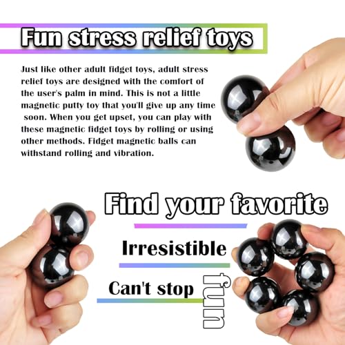 YANZHE Cool Giant Magnetic Stone Balls Fidget Toy for Adults, Large Magnetic Stone Balls Fidget Toy, Magnet Beads for Desktop Decoration and Stress Relief, Anti-Anxiety Gift (Black 5 Pack)