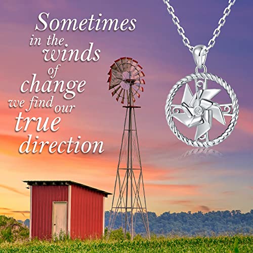 HUAIYU 925 Sterling-Silver Fidget Pinwheel Necklace for Anxiety - Twist Circle Round Rotatable Windmill Necklace Spinner Pendant Jewelry Gifts for Women2