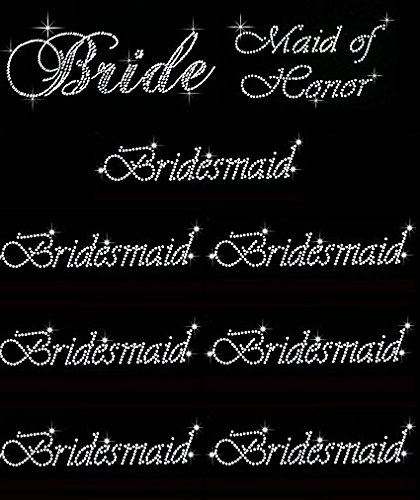 Lot Of 9 Rhinestone Wedding Iron On Transfer (1 Bride) (1 Maid Of Honor) (7 Bridesmaid) #TOP10