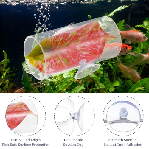 Image of 5Pcs Leaf Style Betta Fish Tank Accessories, Plastic Plant Aquarium Decor with Acrylic Tunnel, Safe Betta Leaf Hammock Simulate Natural Ecological Environment(Green)
