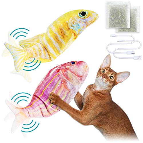 ZooZoo 2-Pack Flopping Plush Fish Catnip Cat Toy 11.8