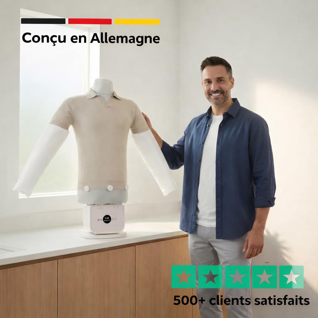Défroisseur chemise automatique – Repassage sans fer – Séchage rapide 10–15 min – Chemises et pantalons sans plis – Appareil compact à air chaud