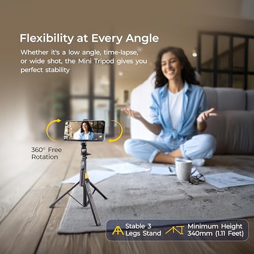 Image of DIGITEK (DTR-555 SS) 5.57ft Foldable Tripod Selfie Stick for Smartphones & Gopro Action Cameras, 360 Rotation, 3-Leg Base, 2Kg Load, 10m Wireless Remote, 7 Section Adjustable, for Selfie & Vloggers