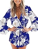 Relipop Women's Floral Print Long Sleeves Short Romper Playsuit Jumpsuit