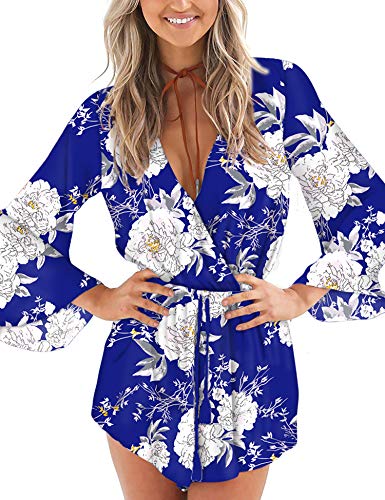 Relipop Women's Floral Print Long Sleeves Short Romper Playsuit Jumpsuit #TOP20