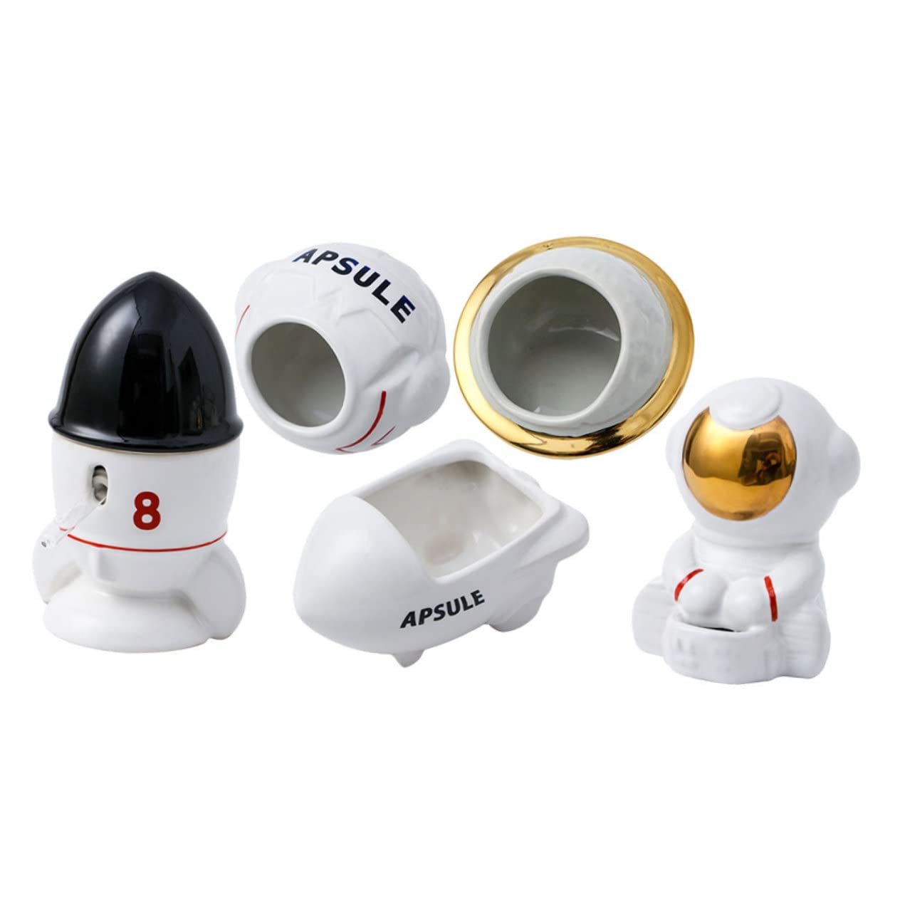 Gamelle pour Cochon d'Inde en Céramique, 1 Set, Forme Fusée | Cachette pour Hamster, Style Simple, Usage Domestique, Structure Pratique, Facile à Ranger
