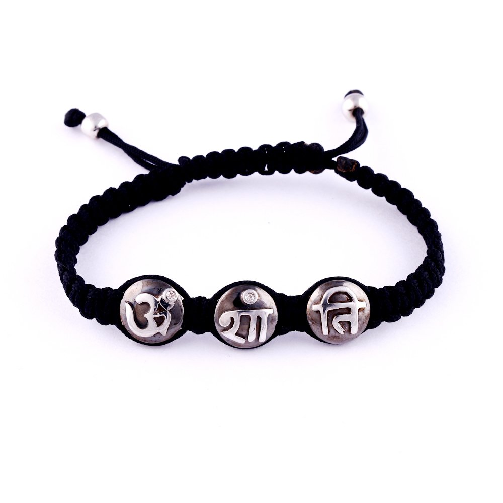 Om Shanti Silver Bracelet For Men-image-6
