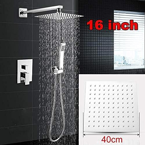 Ensemble de douche encastré en acier inoxydable avec mitigeur carré chromé 8"