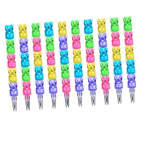 JUMPLAWN 12個 動物積み木ペンシル 節割可能なクマ型プラスチック筆 用カラフル文房具 学校や誕生日プレゼントに