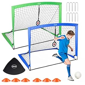 2 Pack Kids Soccer Goals for Backyard Beach Lawn, Size 4x3ft Portable Children Soccer Net Lightweight Toddle Soccer Training Goal, Including Cones, Carrying Bag, Soccer Aim Target and Ground Stake