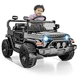 TRINEAR 12V Ride on Car with Parent Remote Control, Toddler Electric Car with Spring Suspension, LED Lights & Music Player - Safe Battery Toy for Kids, Christmas & Birthday Gift, Black