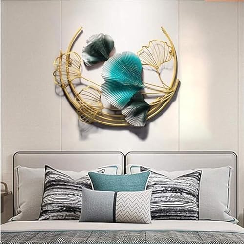 URBAN INSPIRATIONS Decorative Metal Wall Art | Luxury Blue & Gold Iron Wall Hanging for Living Room, Bedroom & Office | Handcrafted Floral Leaf Round Design | Modern Home Décor Accent for Elegant Interiors 43 CM