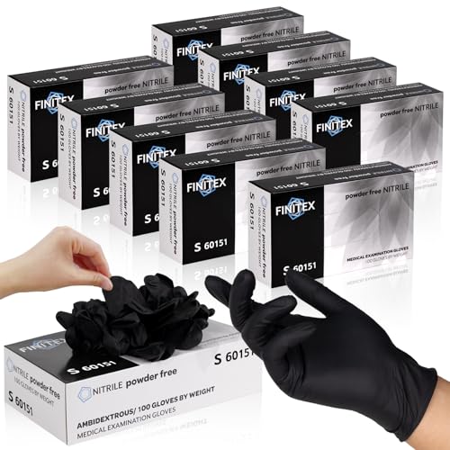 FINITEX Black Nitrile Disposable Exam Gloves (Case of 10)