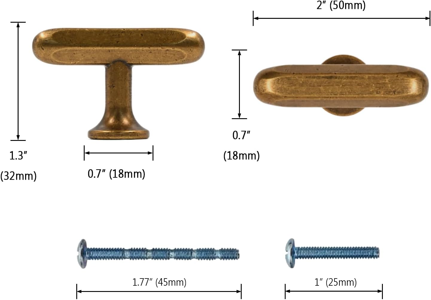 10 Pack Kitchen Cabinet Knobs - Antique Brass Vintage Retro Drawer Knobs for Dresser Drawers