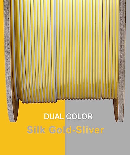 Overture Silk Pla 1.75Mm Dual Color Filament, Clog-Free Shiny 3D Printer Filament, 1Kg Spool(2.2Lbs), Dimensional Accuracy +/- 0.03 Mm, Fit Most Fdm Printer(Silk Gold-Silver) #TOP1