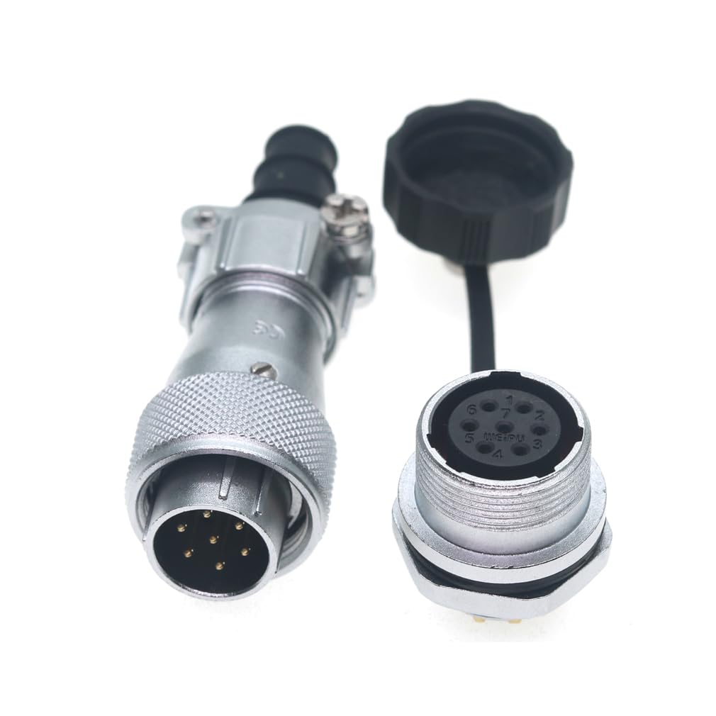 WEIPU WF16 2Pin to 10Pin Waterproof Connector, IP67 Bulkhead/Flange/Thread nut Panel Mount/Inline Cable to Cable Solder Plug Socket (Thread nut Panel Mount,7pin)