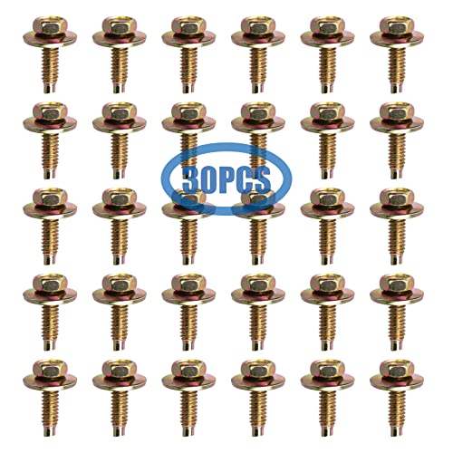 Image of 30PCS 1 /4 inch-20 x 7 /8 inch Hex Head Body Bolt with Free Spinning Washer for 57030-S36 Ford